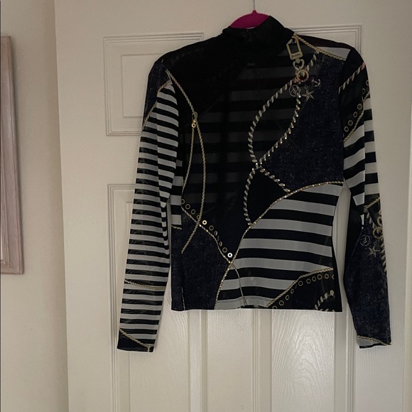 St. John Tops - St. John Black and White Geometric Long Sleeve Top